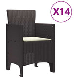 Garden Dining Set with Cushions with Cushion 15 pcs Brown PP 3378801