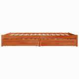 Bed Frame with Drawer Wax Brown 160 x 200 cm Solid Pine Wood 3422740