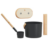 Sauna Accessory Set 4 pcs Black Aluminium and Solid Pine Wood 42023427