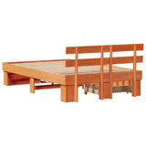 Bed Frame with Headboard Wax Brown 120 x 190 cm Solid Pine Wood 3382288