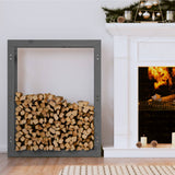 Firewood Rack Grey 80x25x100 cm Solid Wood Pine 822419