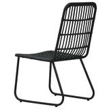 Dining Set Black Poly rattan, powder-coated steel, glass 3060252