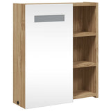 Bathroom Mirror Cabinet with LED Light Oak 45x13x52 cm 357968