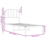 Metal Bed Frame without Mattress with Headboard Black 80x200cm 373878