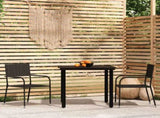 Garden Dining Set Black Powder-coated steel, PE rattan, glass 80 cm 3099577