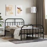 Bed Frame Black Powder-Coated Steel 120x190 cm Bed Frame 353650