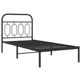 Metal Bed Frame without Mattress with Headboard Black 90x200cm 377110