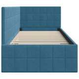 Corner Bed Frame with Headboard Blue 80 cm x 200 cm Velvet 42016367