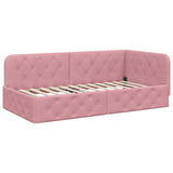 Corner Bed Frame with Headboard Pink 90 x 190 cm Velvet 42016526