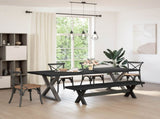 Dining Bench NOAIN 180 x 41 x 45 cm Solid Pine Wood Black 42020917