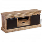 TV Cabinet with 2 Sliding Doors Solid Mango Wood 110x30x45 cm 244019