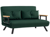 4-in-1 Velvet-Feel Double Sofa Bed, with Pillows - Green T3398P329493