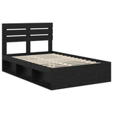 Bed Frame with Headboard Black 120 x 200 cm Solid Pine Wood 3411432