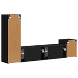 TV Cabinet Set Wall-mounted 4 pcs Black Engineered Wood 3408998