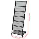 ZNTS Magazine Rack 47.5x43x133 cm Black A4 30100