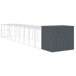 Dog House with Run Anthracite 214x1069x181 cm Galvanised Steel 3189135