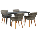 Garden Dining Set with Cushion 5 pcs Grey Poly Rattan 3261679