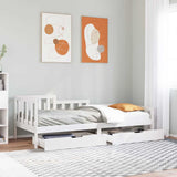 Daybed with Drawers without Mattress White 90x200 cm Solid Wood 3302106