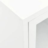TV Cabinet White 105x35x52 cm Steel and Glass 336059