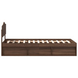 Bed Frame with Headboard Brown Oak 100 x 200 cm Solid Pine Wood 3412940