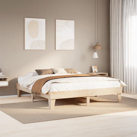 ZNTS Bed Frame without Mattress 200x200 cm Solid Wood Pine 855343