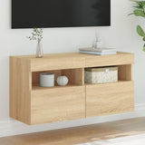 TV Wall Cabinet with LED Lights Sonoma Oak 80x30x40 cm 837201