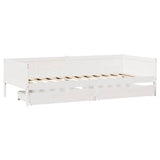 Daybed with Drawers without Mattress White 90x190 cm Single Solid Wood 3302097