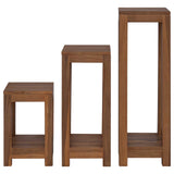 Plant Stand 3 pcs Natural 25 x 25 x 80 cm Solid Teak Wood 42026905