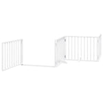 Dog Gate with Door Foldable 8 Panels White 640 cm Poplar Wood 3155562