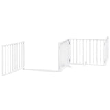 Dog Gate with Door Foldable 8 Panels White 640 cm Poplar Wood 3155562