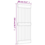 Sliding Door Natural and Black 80 x 210 cm Solid Pine Wood 3445062