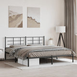 Metal Bed Frame without Mattress with Headboard Black 180x200cm 355565