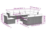 9 Piece Garden Sofa Set with Cushions Brown Poly Rattan 3217773