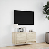 TV Wall Cabinet with LED Lights Sonoma Oak 80x31x35 cm 852357