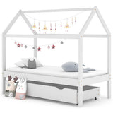 Kids Bed Frame with a Drawer White Solid Pine Wood 80x160 cm 322140