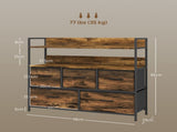 Rustic Chest of Five Fabric Drawers - Rustic Brown T3398P330512