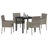 Garden Dining Set with Cushion 5 pcs Grey Poly Rattan 3380107