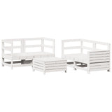 5 Piece Garden Sofa Set White Solid Wood Pine 3250813