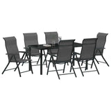 Garden Dining Set 7 pcs Grey Powder-Coated Steel 3379279
