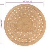 Area Rug Braided Design Jute 240 cm Round 343592