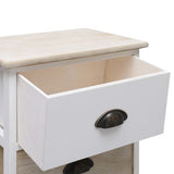 Nightstands 2 pcs White and Natural 38x28x45 cm Paulownia Wood 284057