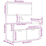 3 Piece Bathroom Furniture Set Concrete Grey Engineered Wood 3324894