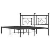 Metal Bed Frame without Mattress with Headboard Black 140x200cm 374340