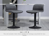 Set of 2 Bar Stool, Adjustable Height PU Leather Barstools with Swivel Seat and Footrest for T3398P342376