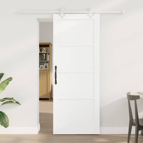 Sliding Door Manual White 78 x 202 cm Solid pine wood and steel 3333555