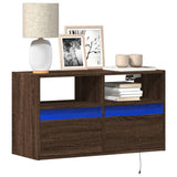 TV Wall Cabinet with LED Lights Brown Oak 80x31x45 cm 852333