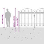 Fence gate with Lock Grey 300 x 175 cm Steel 42008936