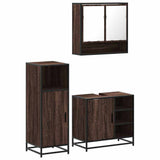 3 Piece Bathroom Furniture Set Brown Oak Engineered Wood 3300999