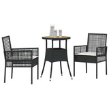 Garden Dining Set 3 pcs Black Poly rattan 3334951