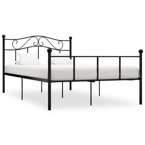284527 Bed Frame without Mattress Black Metal 160x200 cm